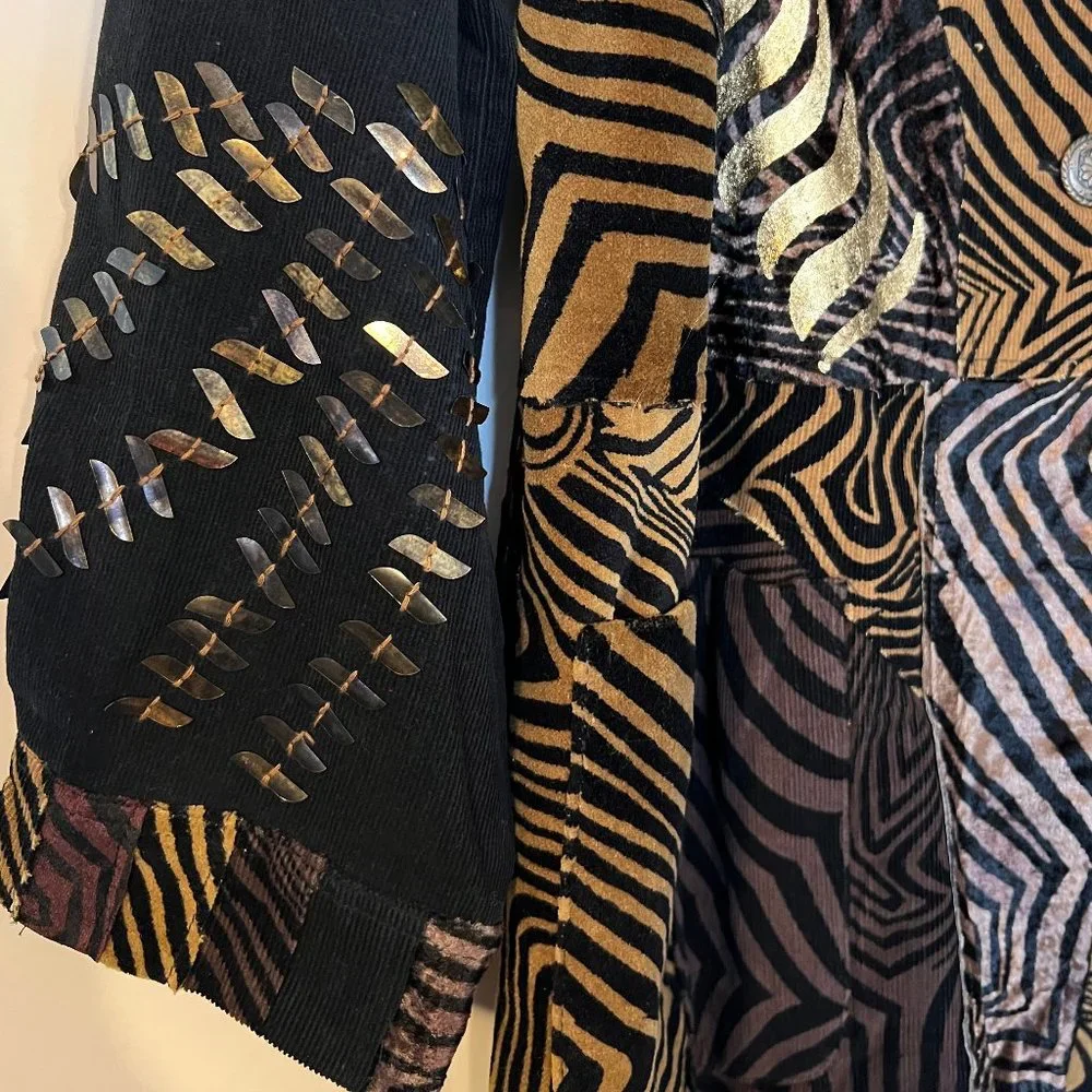 NWT Sandy Starkman Rare Vintage Animal Jacket Duster Boho Chic Embellished M - Picture 5 of 9